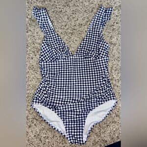Women’s Kona Sol One Piece Swimsuit - Navy and White Checkered Size L